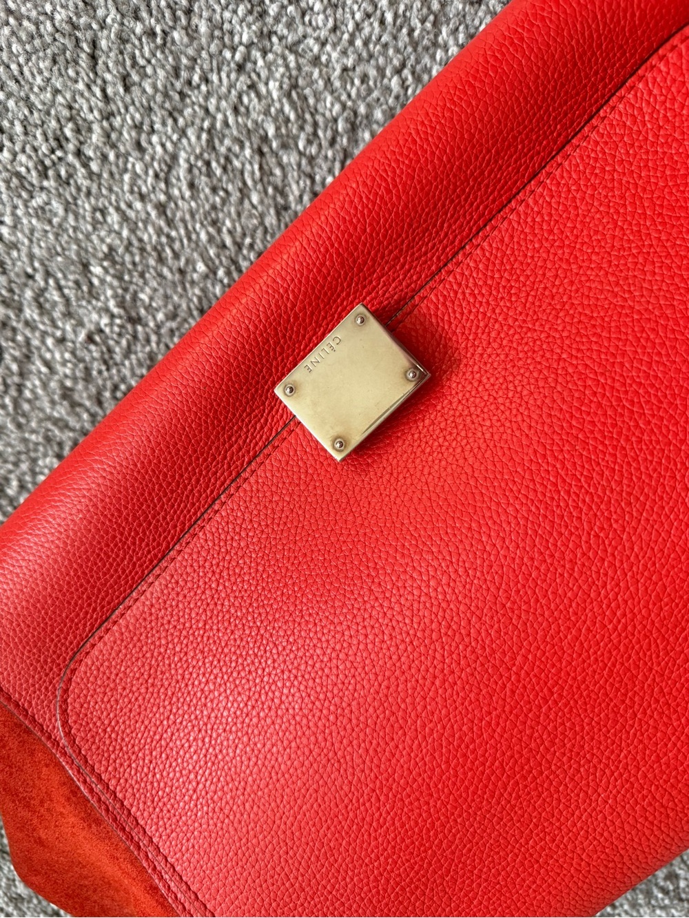 Celine Red Leather Trapeze Top-Handle Satchel - Picture 5 of 9